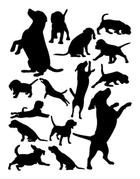 Beagle Hund Tier Silhouette Premium Vektor