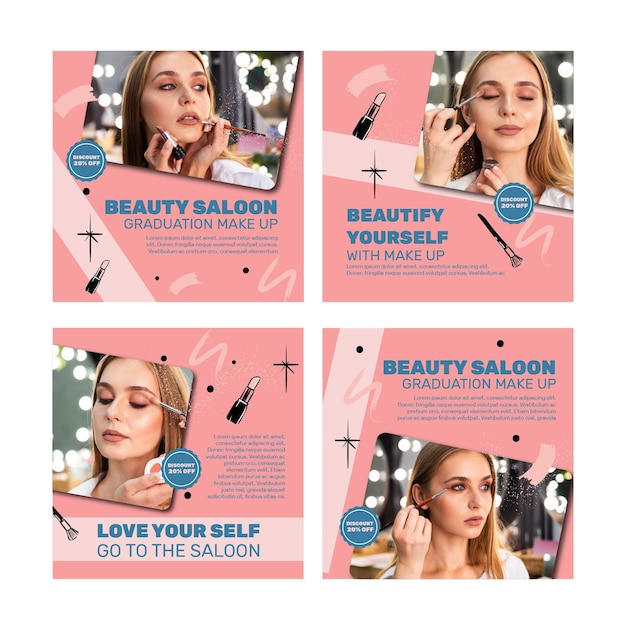 Beauty Salon Instagram Beitrage Sammlung Kostenlose Vektor