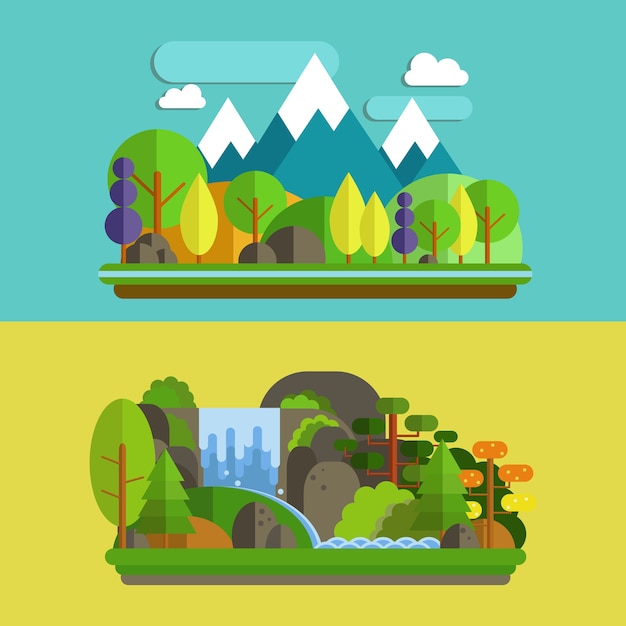 Download Free Berge Wald Und Wasserfall Im Flat Style Design Vector Use our free logo maker to create a logo and build your brand. Put your logo on business cards, promotional products, or your website for brand visibility.