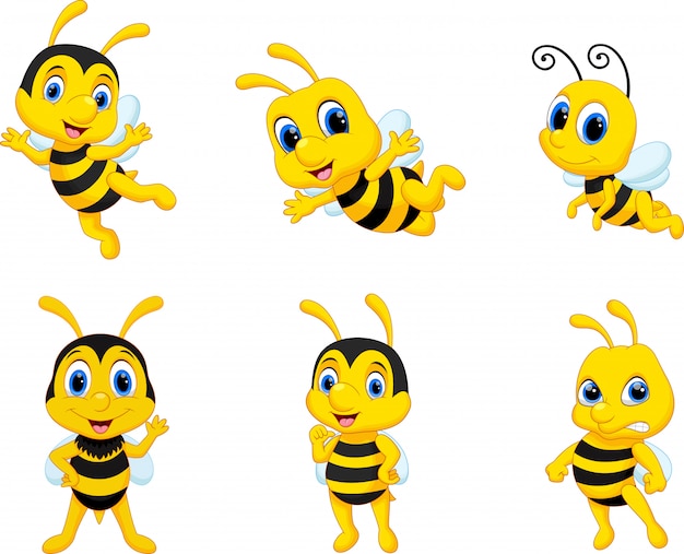 Bienen Cartoon Set Auflistung Premium Vektor