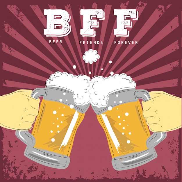Bierfreunde für immer illustration PremiumVektor