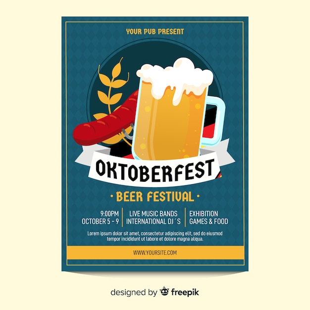 Bierglas oktoberfest plakat vorlage | Kostenlose Vektor