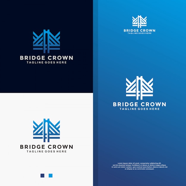 Blaue Brucke Krone Logo Premium Vektor