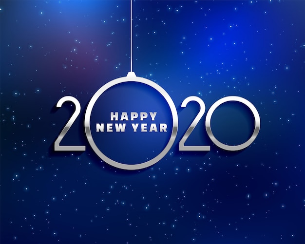Blaues kartendesign des kreativen guten rutsch ins neue jahr 2020 Kostenlosen Vektoren