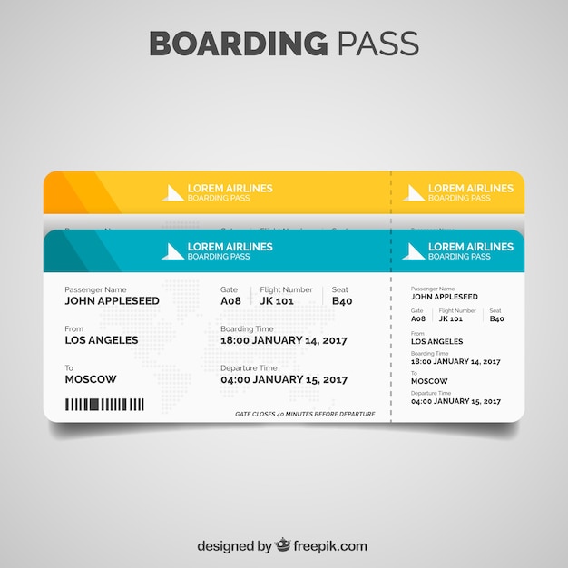 Boarding pass-vorlage in flaches design | Kostenlose Vektor