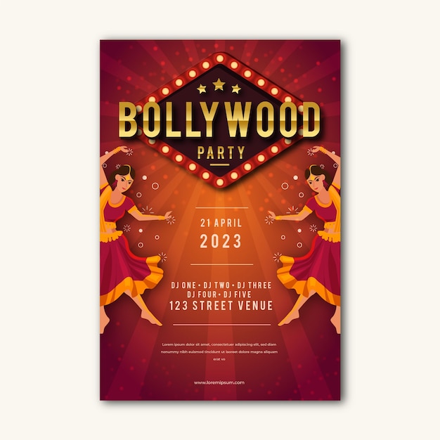 Bollywood party poster stil | Kostenlose Vektor