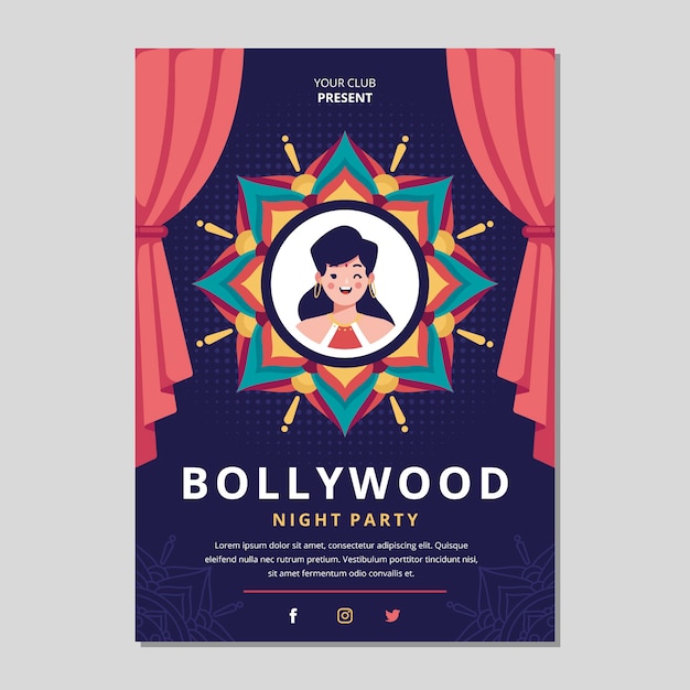 Bollywood party poster vorlage | Kostenlose Vektor