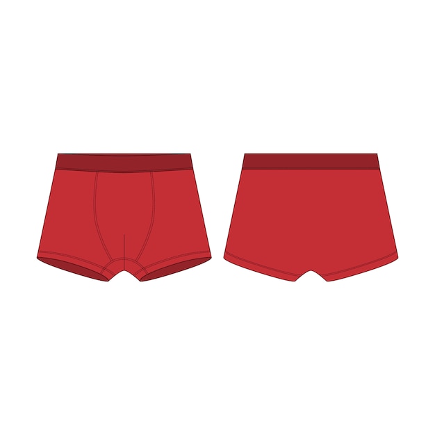 Boxershorts Technische Skizze Rote Boxer Unterhosen Unterwasche Fur Jungen Premium Vektor