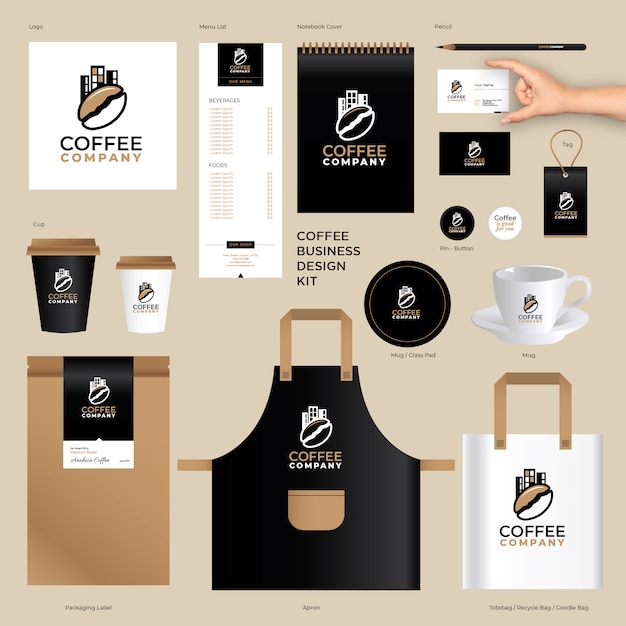 Download Brand identity vorlagen für kaffeeunternehmen | Premium-Vektor