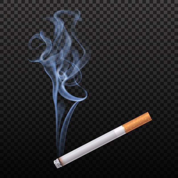 cigarette zigarette isoliert brennende sigaretta grauer rauch abstrakter schwarzem ashtray accesa