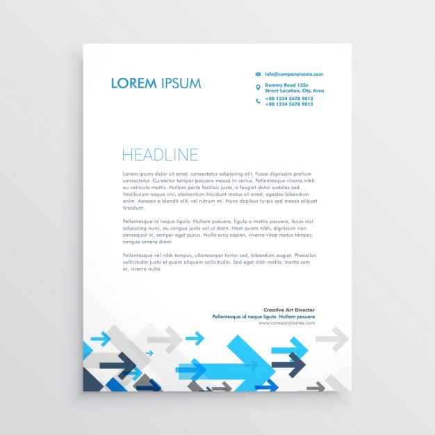 Briefpapier Design Vorlage Mit Blauen Pfeilen In Business Stil Kostenlose Vektor