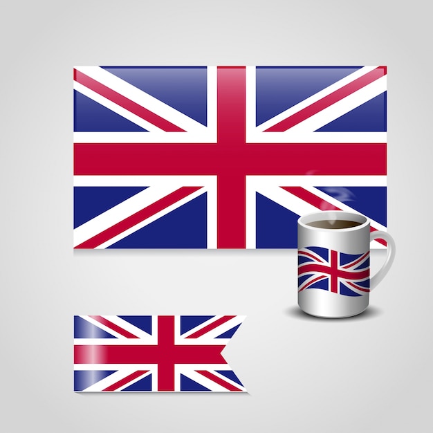 Premium Vektor Britische Flagge Deisgn Stellte Mit Teeschalenvektor Ein