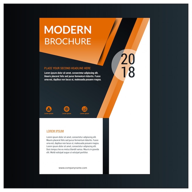 Broschure Vorlage Layout Design Firmengeschaftsbericht Katalog Magazin Mockup Layout Mit Modernen Orangefarbenen Elementen Kreative Poster Broschure Flyer Oder Banner Konzept Premium Vektor