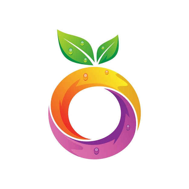 Buchstabe O Obst Logo Design Premium Vektor