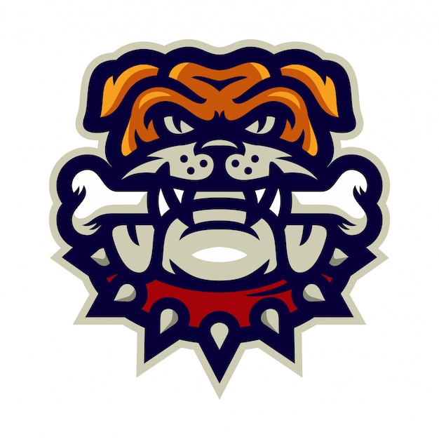 Bulldog Biss Bone Maskottchen Logo Vektor Illustration Download