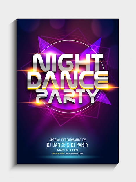 Bunte Abstrakte Design Dekoriert Night Dance Party Vorlage Dance Party Flyer Night Party Banner Oder Club Einladung Prasentation Mit Details Premium Vektor