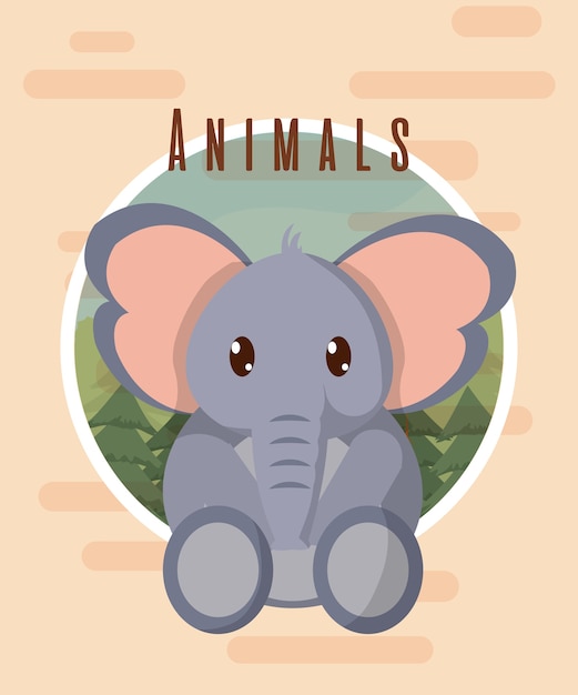 Premium Vektor Bunte Kartenkarikatur Des Niedlichen Tieres Des Elefanten