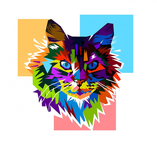 Bunte Katze Pop Art Premium Vektor