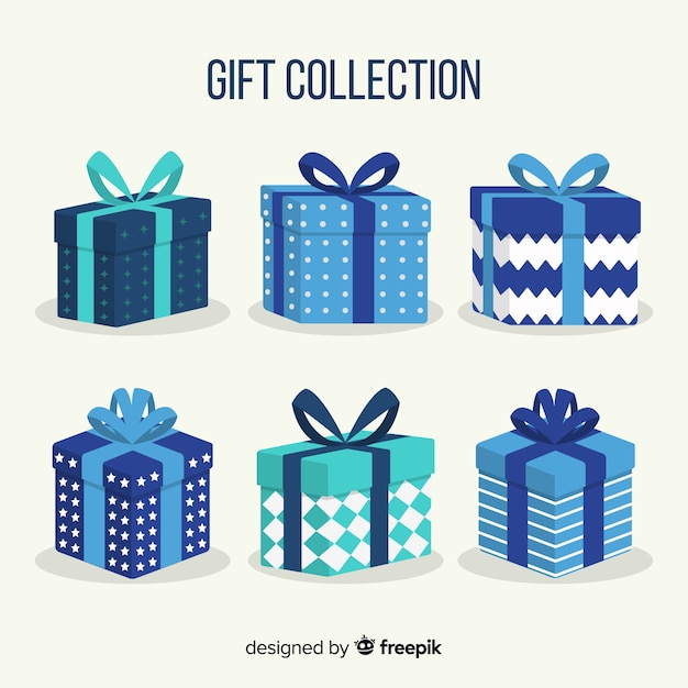 Bunte weihnachtsgeschenkboxsammlung im flachen design Kostenlosen Vektoren