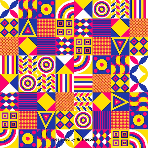 Bunter dekorativer geometrischer mosaikhintergrund Kostenlosen Vektoren