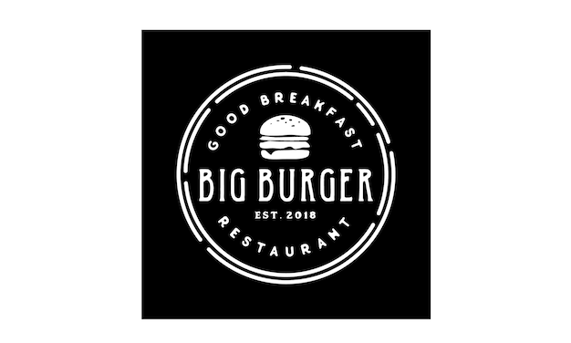 Burger Stempel Logo Design Inspiration Premium Vektor