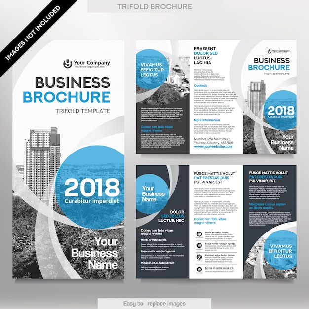 Business Broschure Vorlage In Tri Fold Layout Corporate Design Leaflet Mit Ersetzbarem Bild Premium Vektor