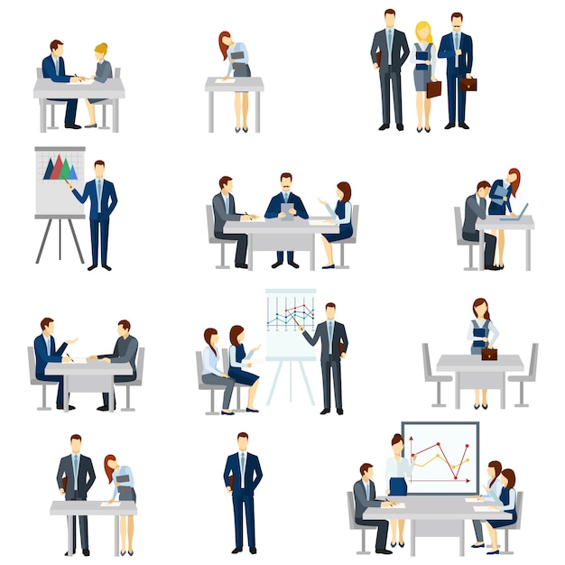 Business Coaching Icons Set Kostenlose Vektor