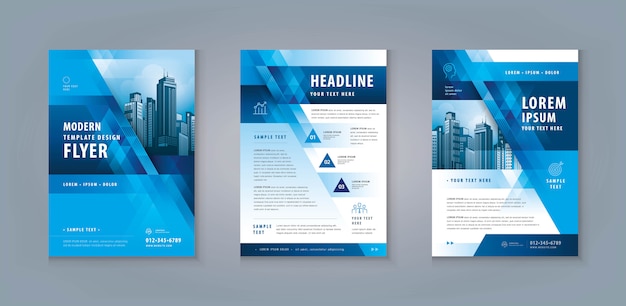 Business Leaflet Flyer Template Design Set Corporate Flyer Vorlage Grosse Premium Vektor