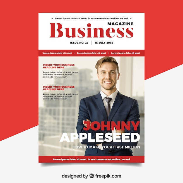 Business-magazin-cover-vorlage mit foto | Kostenlose Vektor