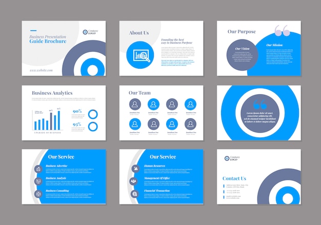 Business Presentation Guide Design Powerpoint Vorlage Verkaufsleitfaden Schieberegler Premium Vektor