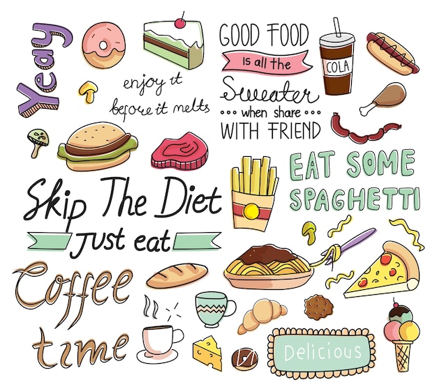 Café-hintergrund im doodle-stil Premium Vektoren