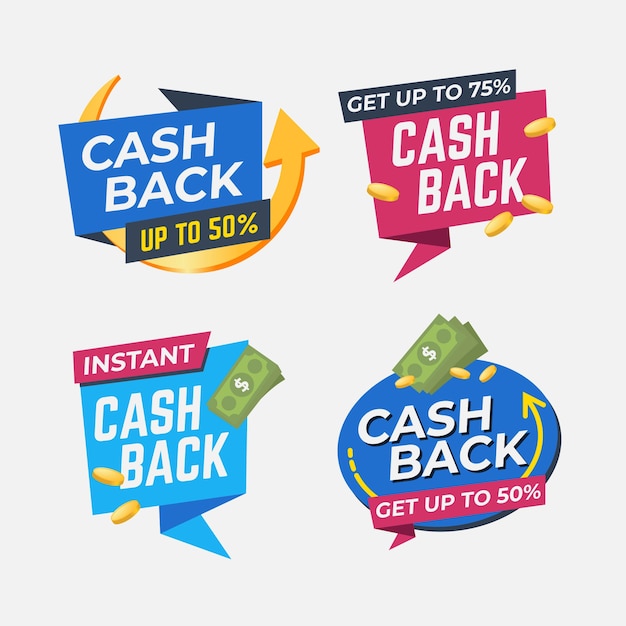 Cashback angebot  etiketten sammlung Kostenlose Vektor