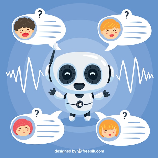 Chatbot-konzepthintergrund mit roboter Kostenlosen Vektoren