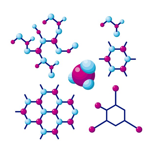 Chemische Symbole Der Molekulstrukturikone Premium Vektor