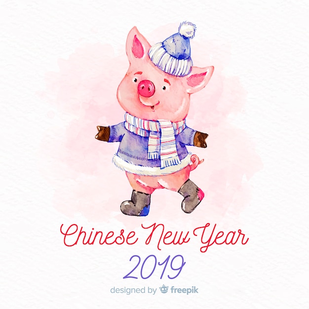 Chinesischer hintergrund des neuen jahres 2019 Kostenlosen Vektoren