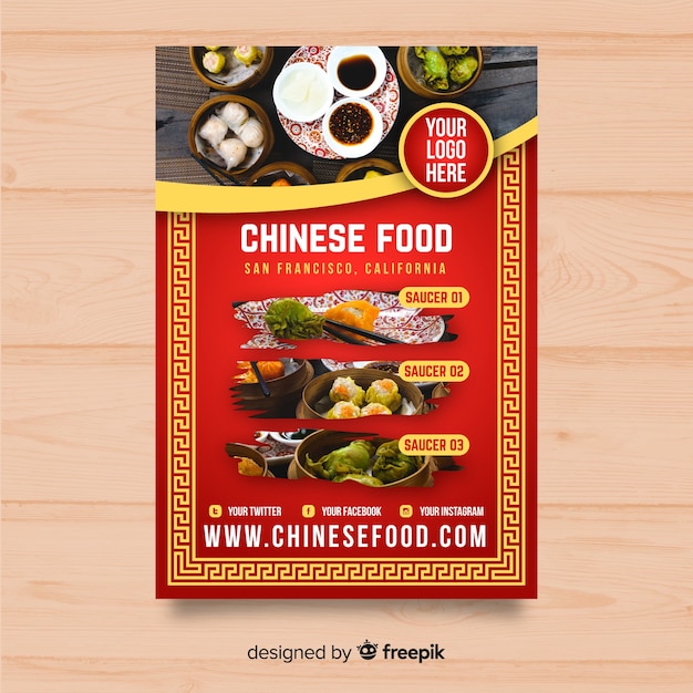 Chinesisches Essen Flyer Vorlage Premium Vektor