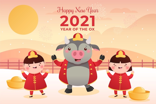 Chinesisches neujahr 2021 | Premium-Vektor