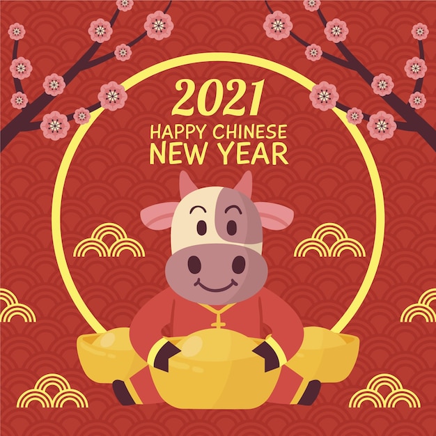 Chinesisches neujahr 2021 | Premium-Vektor