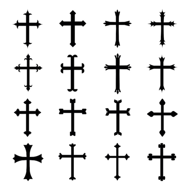 Christlicher Kreuz Symbol Vektor Satz Premium Vektor