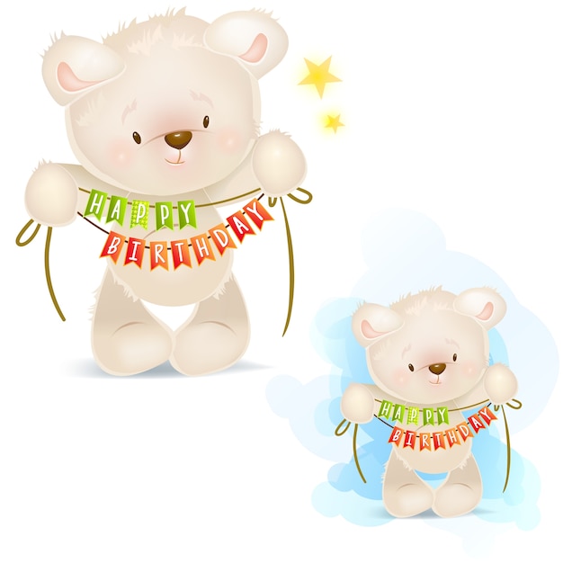Clip Art Illustrationen Von Teddybar Wunscht Ihnen Alles Gute Zum Geburtstag Kostenlose Vektor