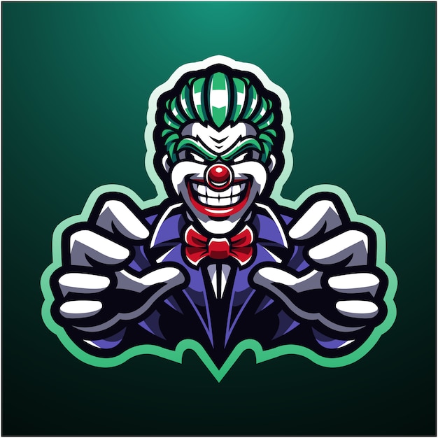 Clown Esport Maskottchen Logo Premium Vektor