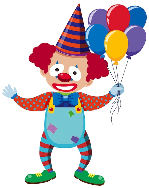 Clown Mit Bunten Luftballons Premium Vektor