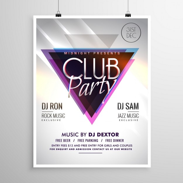 Club Party Musik Flyer Einladung Vorlage Plakat Kostenlose Vektor
