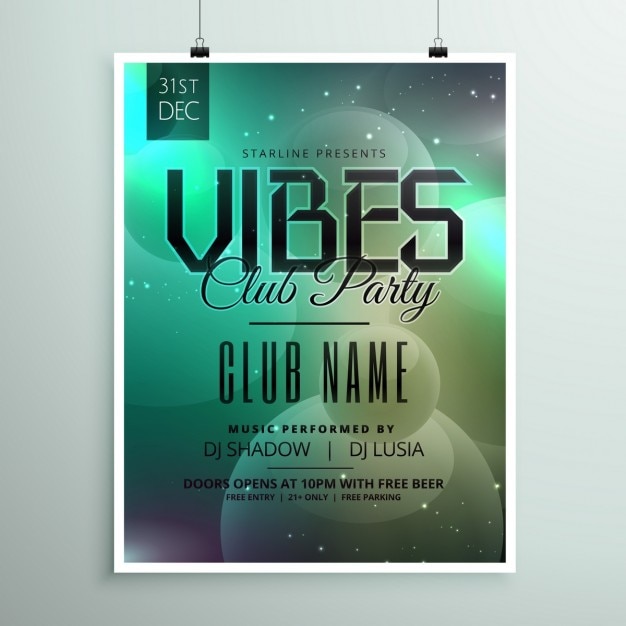 Club Party Musik Flyer Vorlage Mit Einladung Ereignisdetails Kostenlose Vektor
