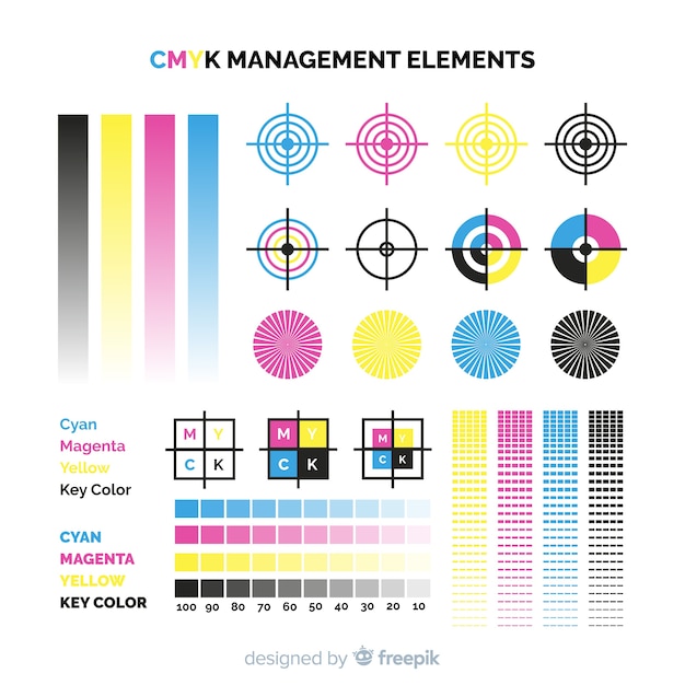 Cmyk-kalibrierungselement-sammlung Kostenlosen Vektoren