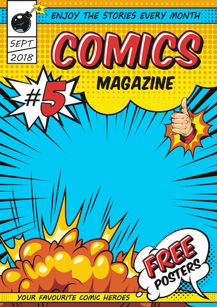 Comic Magazin Cover Vorlage Kostenlose Vektor