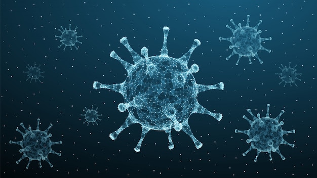 Corona Virus 3d Pathogen Covid 19 Virusinfektionen Auf Blauem Hintergrund Premium Vektor