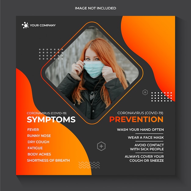 Coronavirus Covid 19 Pravention Warnung Social Media Banner Vorlage Premium Vektor