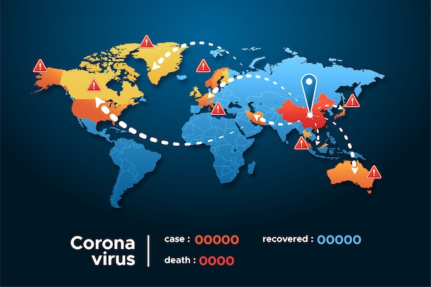 Coronavirus-karte | Kostenlose Vektor