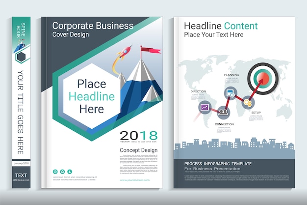 Corporate Business Cover Buch Design Vorlage Premium Vektor